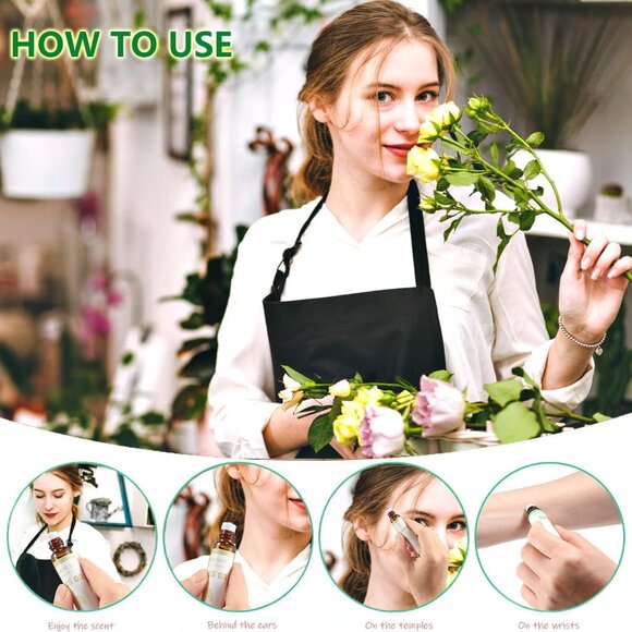 Aromatherapy Oils Roller Set, Natural Pre-diluted Essential Oils Roll On with Gl - Picture 3 of 6